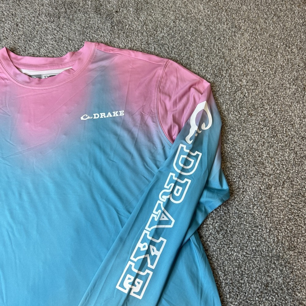 Drake Shirt Mens Small Long Sleeve Fishing Performance Lightweight Ombre - Picture 2 of 11